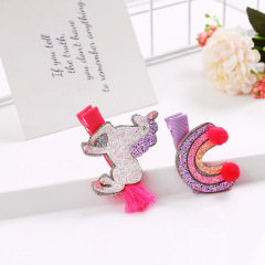 Custom metal alligator sequin glitter bling kid unicorn hair clip