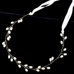 Handmade women bride silver pearl hair accessories wedding bridal headband
