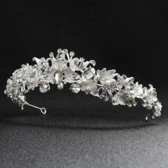 Handmade zircon crystal pearl beauty  flower  pageant  tiara crowns