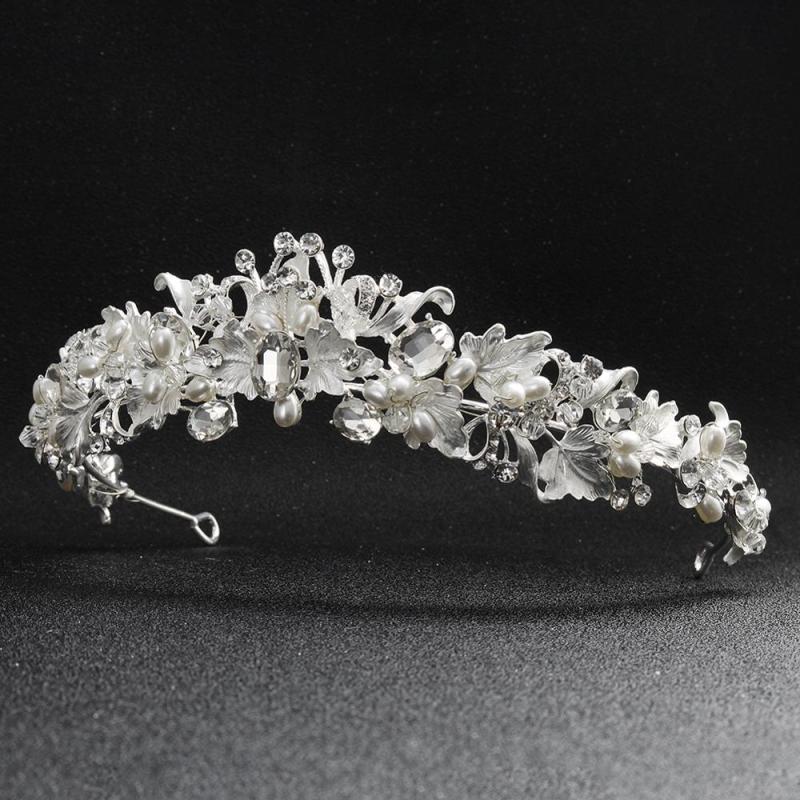 Handmade zircon crystal pearl beauty  flower  pageant  tiara crowns