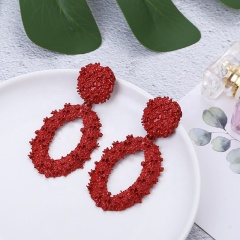 New hot sale cheap handmade oval hollow earrings jewelry indian gold plated earrings