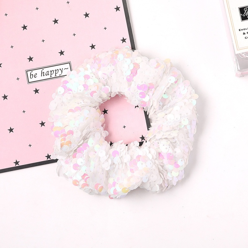Wholesale factory two color mermaid  fish scale sequin hair scrunchies broad large intestine  hair ties elastic hair band