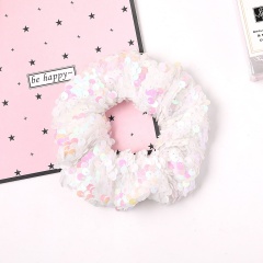 Wholesale factory two color mermaid fish scale sequin hair scrunchies broad large intestine hair ties elastic hair band