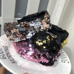 Sexy silk gold headband Cross Knot sequin Hair Accessories Hairbands