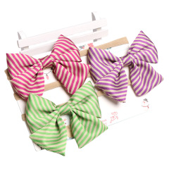 custom 3pcs autumn winter photograph seamless stripe bow infant elastic girl litter babi hair band