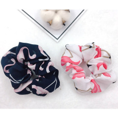 Bohemian Style Women Hair Accessories Elastic Flamingo Prints Hair Scrunchies For Girls