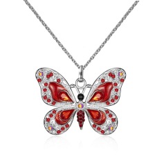 Amazon Hot Sale Vintage Women jewelry Rhinestone butterfly necklaces for women