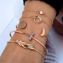 2020 new amazon ins wish 4pcs cross moon fashion girls alloy fashion bracelet gift charm set for women 2020 new amazon ins wish 4pcs cross moon fashion girls alloy fashion bracelet gift charm set for women