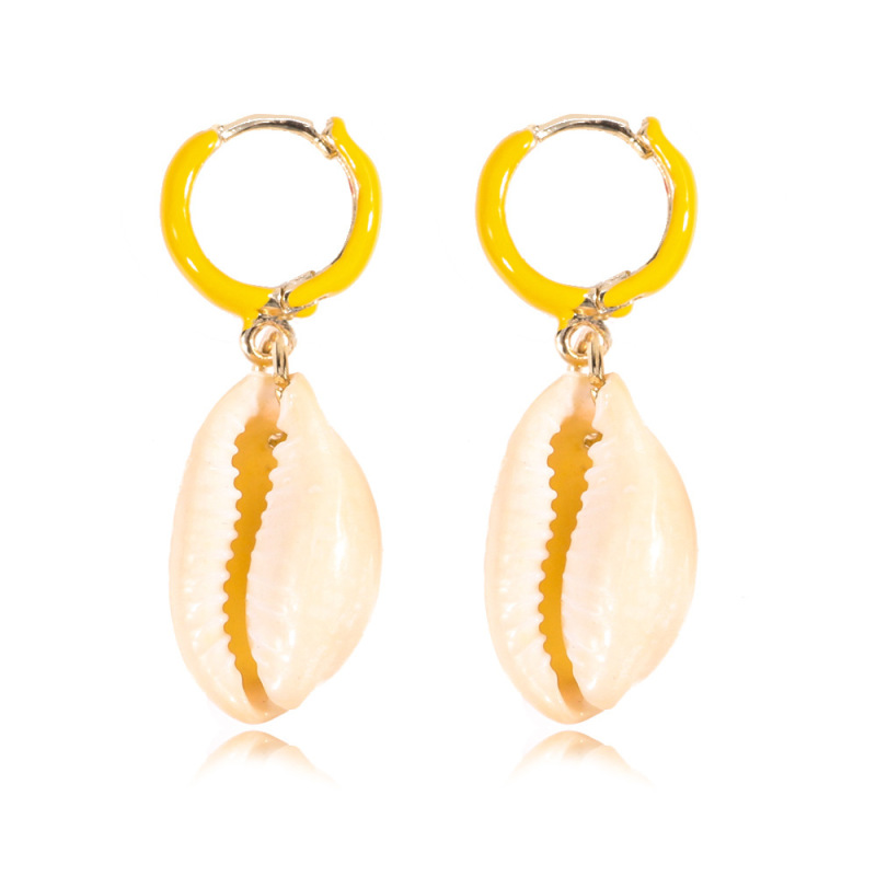 European and American fashion new alloy oil drip women eardrop shell earrings
