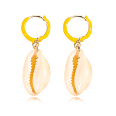 European and American fashion new alloy oil drip women eardrop shell earrings