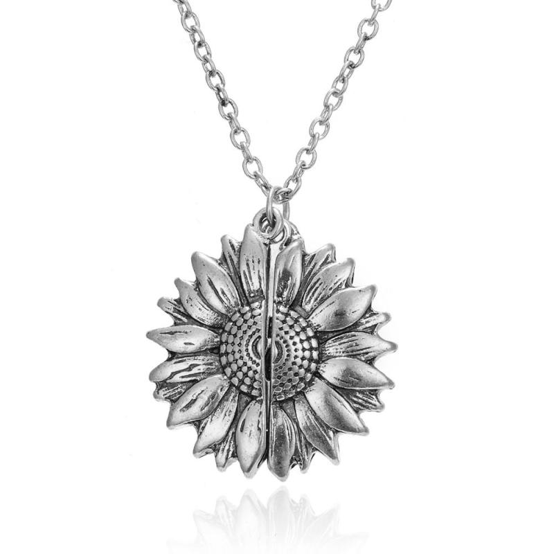 Custom Women Jewelry Sunflower Openable Lettering Pendant Personalized Letters necklaces for gift Custom Women Jewelry Sunflower Openable Lettering Pendant Personalized Letters necklaces for gift
