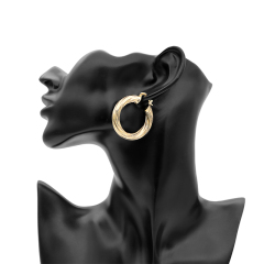 Wholesale women thread 18K gold plated circle hoop copper fashion earrings