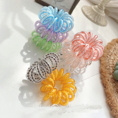 Korean new style candy color pearl line telephone cord hair tie for girls
