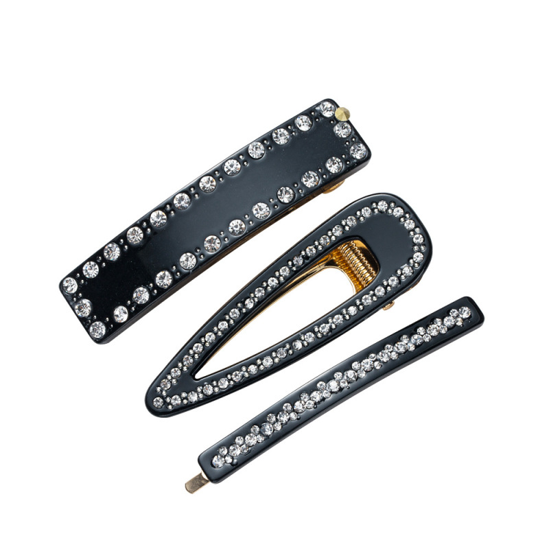 Women hair accessories wedding metal crystal rhinestone black pearl hair pin set Women hair accessories wedding metal crystal rhinestone black pearl hair pin set