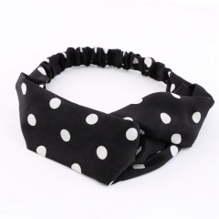 Wholesale Women Polka Dots Crisscross Stretchy Button Yoga Running Sports Sweat Headbands