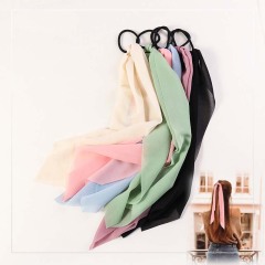 Hot sale new style girls solid color chiffon long ribbon elastic hair ties