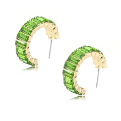 Colorful hot sale wholesale trendy fashion alloy crystal women cc earrings stud