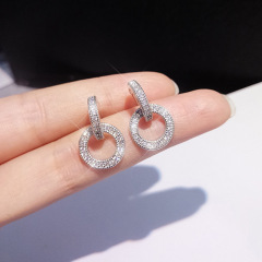 fashion custom wholesale women ladi jewelry gift silver circle zircon 925 earring