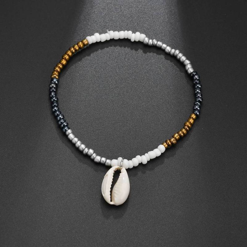 Vintage anklet braided beaded with seashells beach anklet foot chain jewelry Vintage anklet braided beaded with seashells beach anklet foot chain jewelry