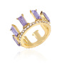 Fashion coloured crystal party gemstone rings jewelry wholesale tiara crown ring
