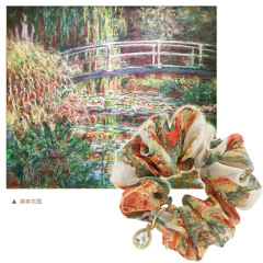 vintage ins amazon fancy Fashion fabric printing colors elastic chiffon hair scrunchies tie