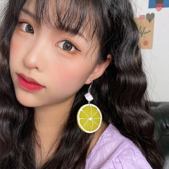 Wholesale Korean Fashion Factory Jewelry Yellow Metal Resin Drop flower acrylic Earrings
