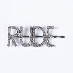 Wholesale hair clip letter english alphabet women's pearl rhinestone hairpin fine hair accessories