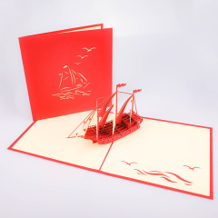 2019 custom handmade Blessing boating 3d gift pop up greeting card for new year christmas