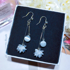2019 new korea long luxury zircon flower tassel cheap drop earrings crystal