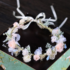 Wholesale korea Rhinestone gold bridal flower floral wedding garland
