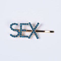 Hot sell hair grip flash drill adult simple letter hairpin clip making accessories