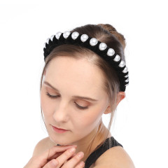 2020 new baroque women pearl hairband gold Hair Accessories Headwear Velvet big pearl headband