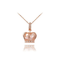 Fashion amazon woman gift rose plate gold diamond crown pendant necklace Fashion amazon woman gift rose plate gold diamond crown pendant necklace