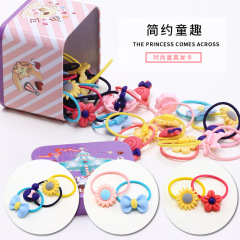 40pcs baby girls pink cotton flower adjustable elastic hair tie hair band