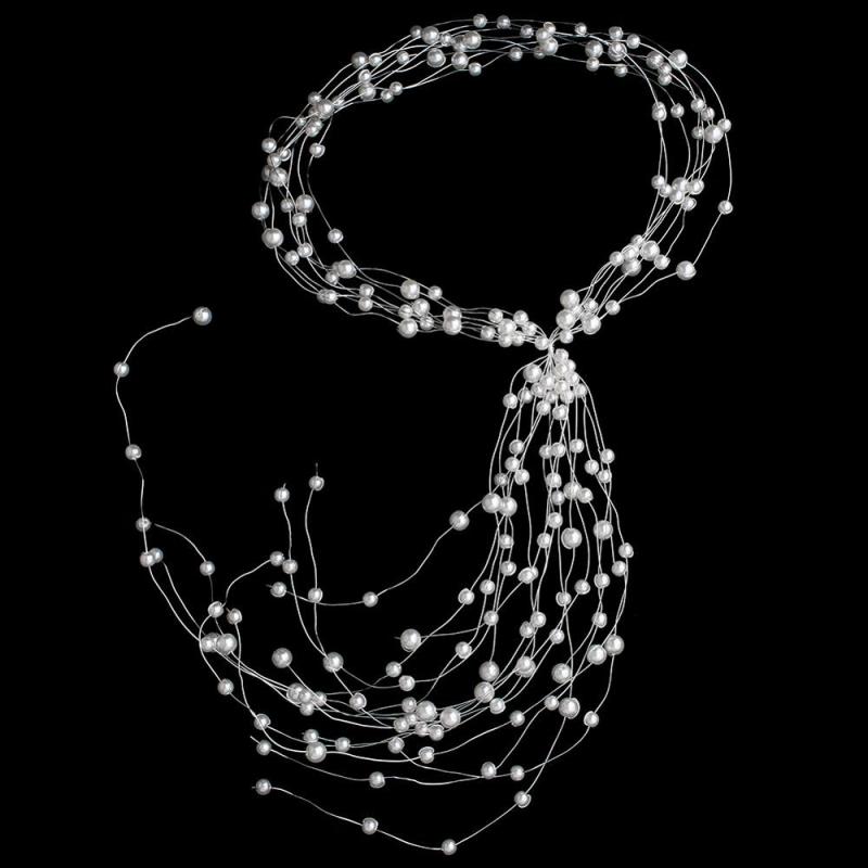 Handmade long Hair Wedding Accessories Ribbon tassels peal Bridal Headband