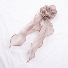 Wholesale custom women elastic long ribbon scrunchies hair ties for girls