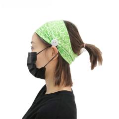 2020 new custom sports yoga elastic button headband for anti-tightening ears lanyard