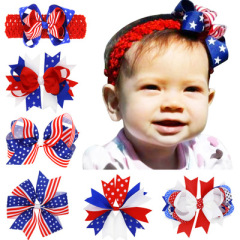 American flag style red and blue bows knot hair clips for girls hair accessories American flag style red and blue bows knot hair clips for girls hair accessories