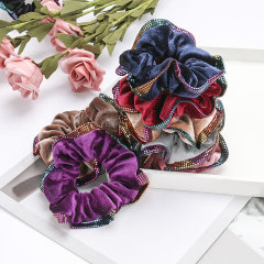 fashion high-end super shiny bling bling seam girls velvet elastic scrunchy hair ties