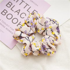 Simple design custom korean ponytail holder elastic chiffon hair scrunchies for girls