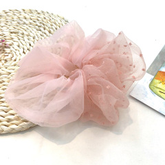 Fashion women hair accessories solid color splice dot Organza lace large scrunchies