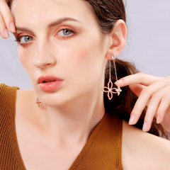New 2019 trending product silver gold crystal flower tassel earrings New 2019 trending product silver gold crystal flower tassel earrings