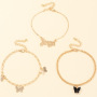 Boho Women Letters Angel Multi-layer Pink Butterfly Anklet for girls foot jewelry