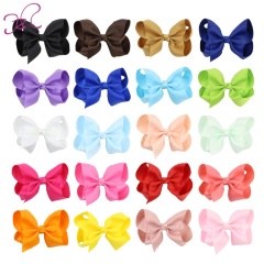 Solid color 10cm hair ornament rib child bow hairpin hair tie metal pom pom hair tie