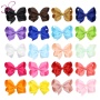 Solid color 10cm hair ornament rib child bow hairpin hair tie metal pom pom hair tie