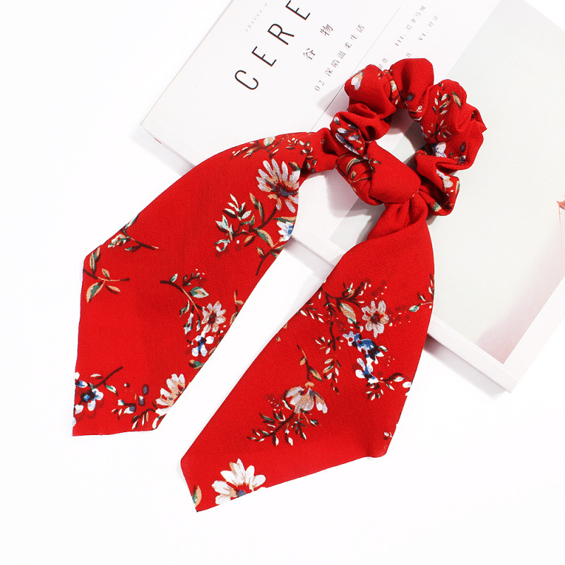 2020 Chiffon Ribbon long bow knot elastic hair scarf scrunchies silk hair ties custom for girls womens 2020 Chiffon Ribbon long bow knot elastic hair scarf scrunchies silk hair ties custom for girls womens