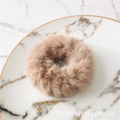 Custom Scrunchy Elastic Ponytail Holder Plush gold Fluffy hair ties women