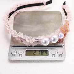 Wholesale fashion girls bowknot narrow yarn pearl lace hairbands for women