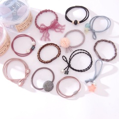 Wholesale hair accessories high black elastic hair band 12 piece set thin hair ties