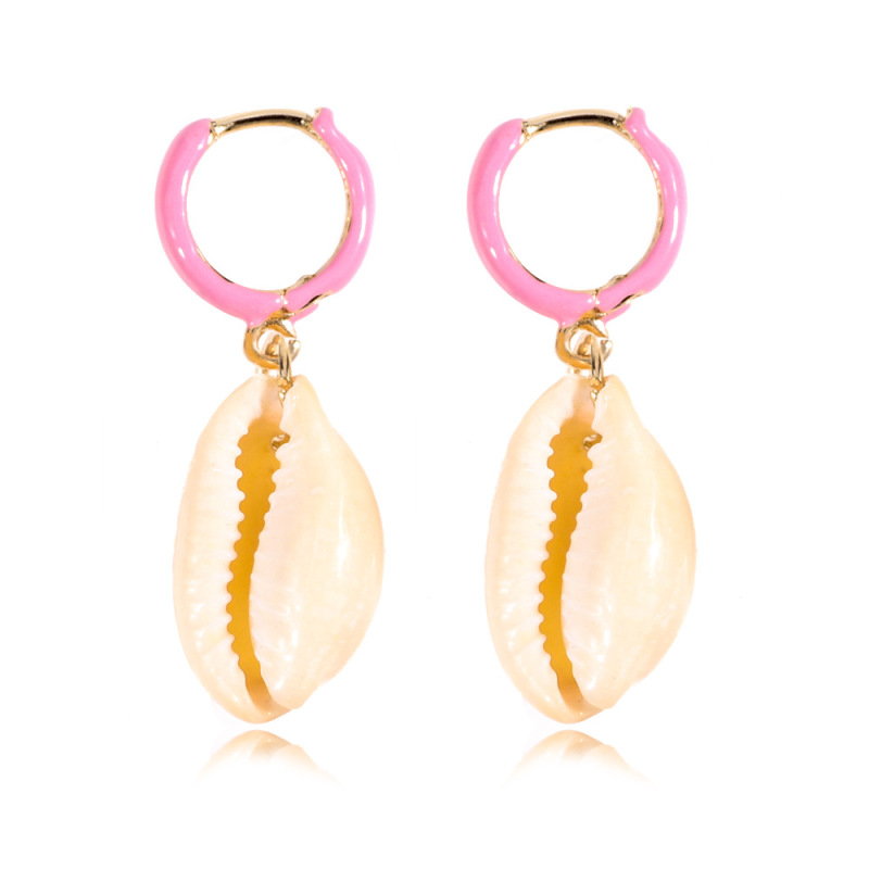 European and American fashion new alloy oil drip women eardrop shell earrings